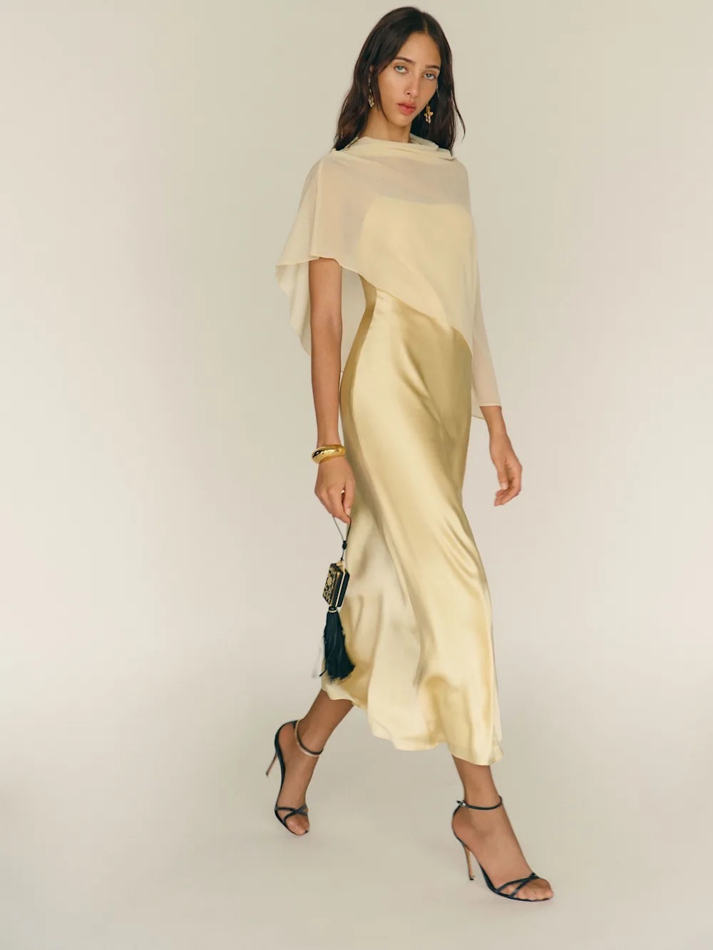 Reformation Yellow Lilibeth Silk Dress